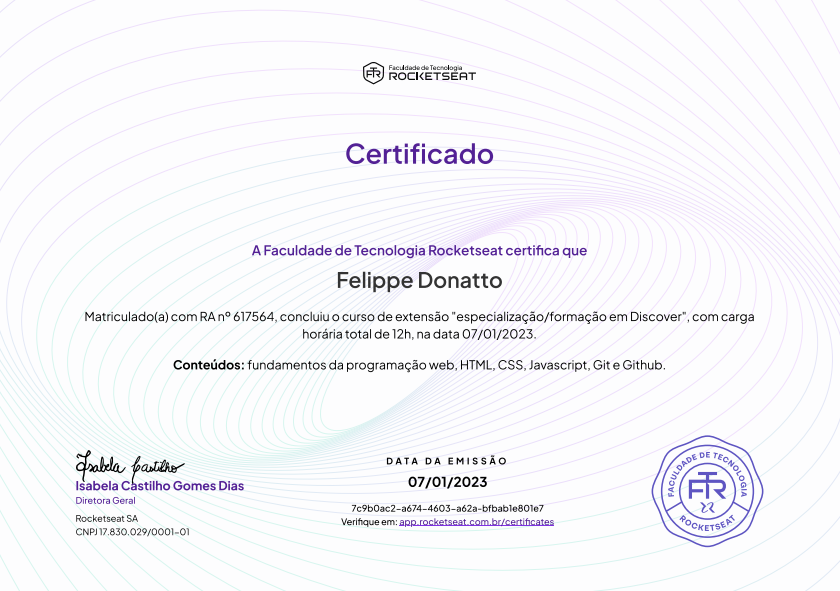Curso de HTML e CSS - Discover - Felippe Donatto