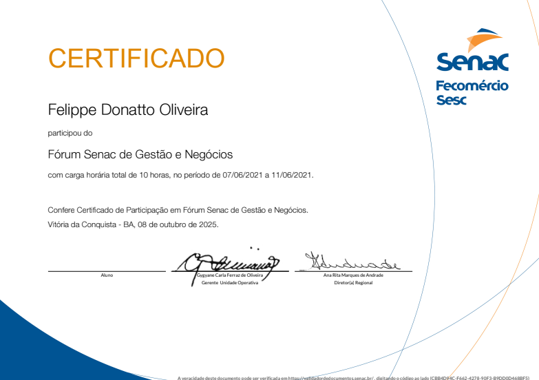 Forum Senac de gestão de Negocios - Felippe Donatto